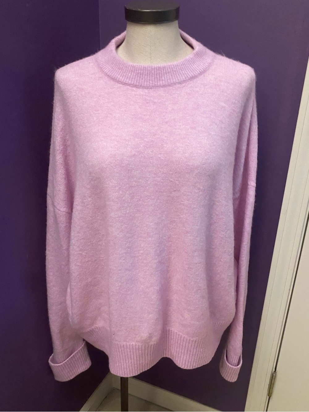 Anthropologie Pilcro Sweater Pink Mock Neck Wool Blend Pullover Women’s Medium